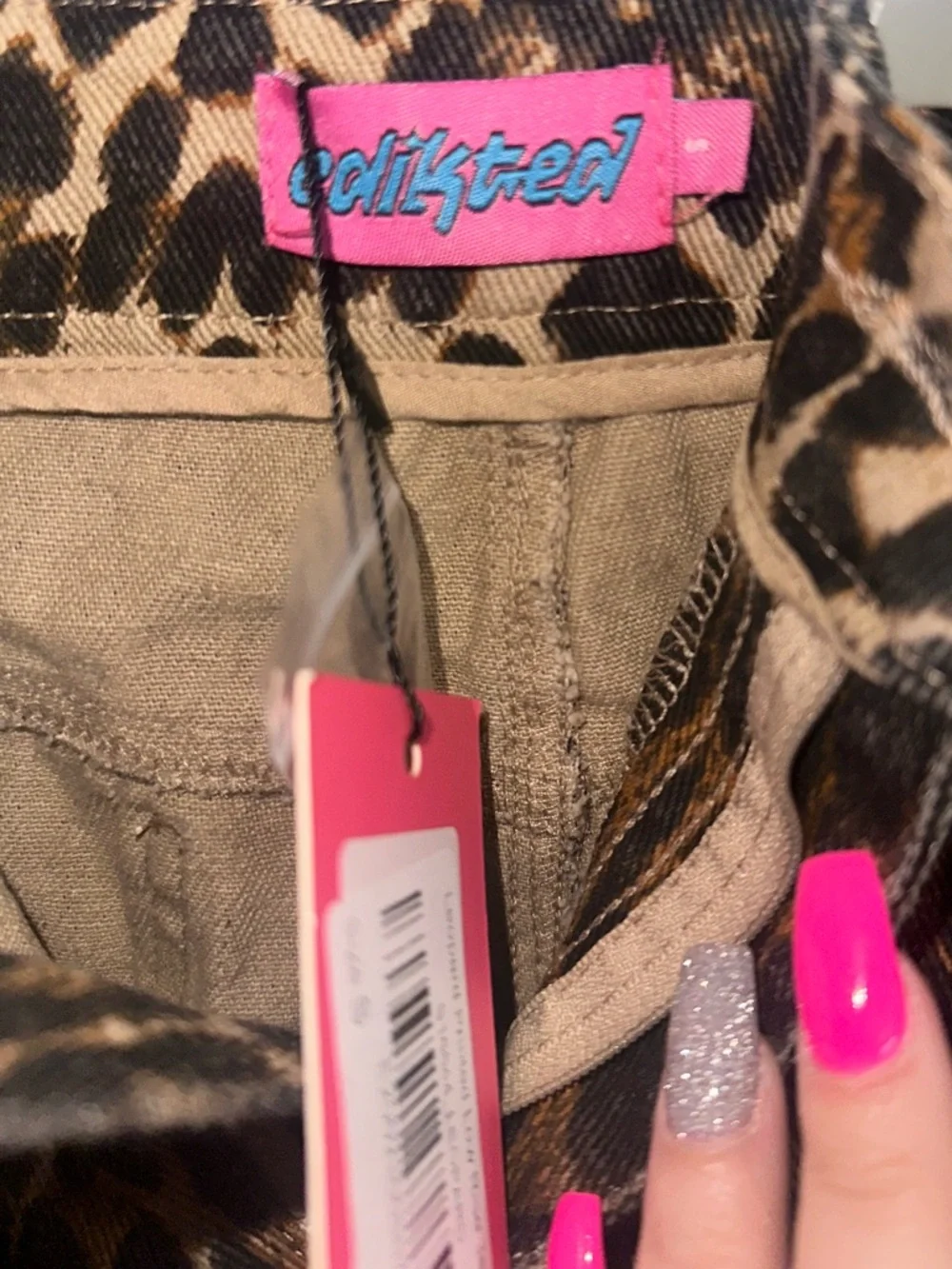 Edikted Leopard Print Low Rise Wide-Leg Pants Size Small - Picture 7 of 7